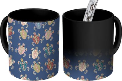 Magische Mok - Foto op Warmte Mokken - Koffiemok - Patronen - Schildpad - Dieren - Girl - Kids - Kinderen - Magic Mok - Beker - 350 ML - Theemok