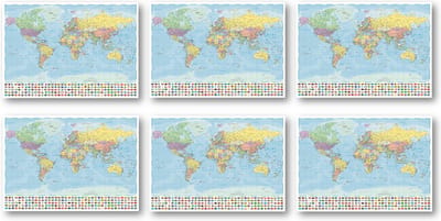 Ansichtkaarten set wereldkaart - Set van 50 luxe ansichtkaarten - Wereldkaart - Formaat 10.5 x 15 cm