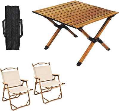 Kampeertafel met stoelen - Klaptafel set - Buiten recreatie - Inklapbaar ontwerp - 35 x 40 x 30 cm - Aluminium