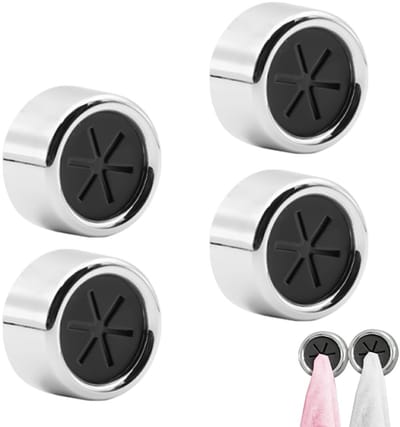 Dailygoods- Theedoekhouder Set van 4 - Zelfklevend - ABS Handdoekhaken - Ronde Handdoekklem - Eenvoudige Installatie - Duurzaam Materiaal - Handdoekhaak
