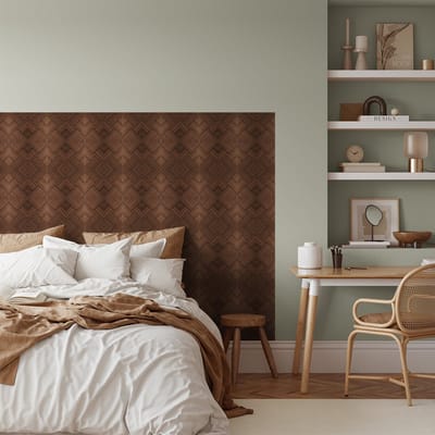 Zelfklevende vinyl muurbekleding op rol per meter - Muursticker voor hoofdbord - BRUIN HOUT ART DECO - 120x200cm