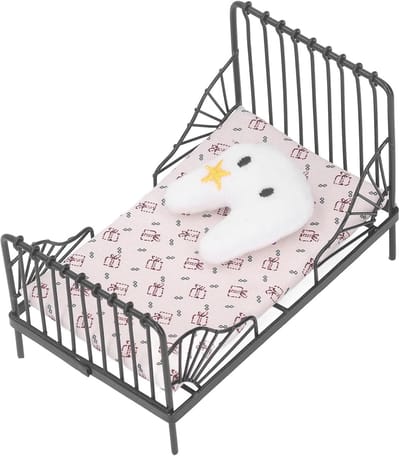 Miniatuur Bed - Poppenhuis Meubels - Decoratie Poppenhuis - Europees Stijl Design - 1:12 Schaal - Zwart