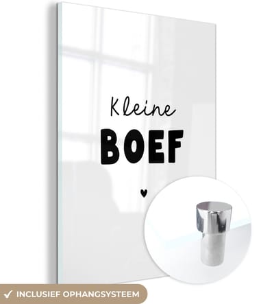 MuchoWow® Glasschilderij 120x160 cm - Schilderij acrylglas - Kinderen - Quotes - Kleine boef - Spreuken - Foto op glas - Schilderijen