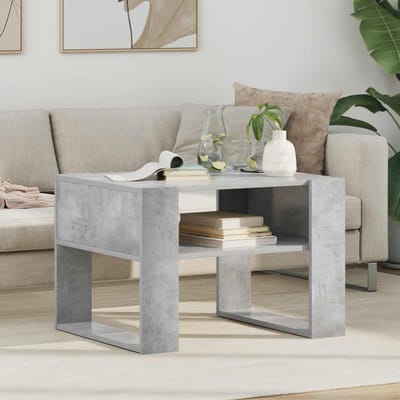 vidaXL - Salontafel - Beton - Grijs - 66 - x - 53 - x - 45 - cm - Bewerkt - hout