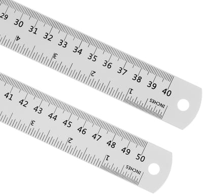 Dailygoods- Liniaal 40/50 cm Aluminium - Metrische/Engelse Schalen - Duurzaam/Corrosiebestendig - Meetinstrument voor Kunstenaars - Glad/Ondervlak met Gaten - Meetlat