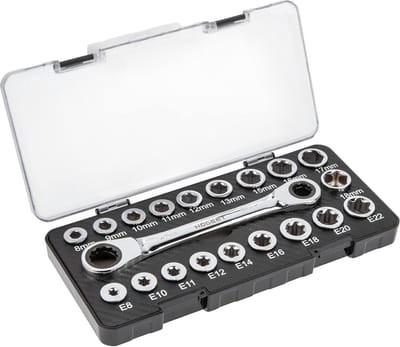 Ratelsteeksleutelset Chroom-Vanadium Multiset voor Zeskant en Torx Schroeven