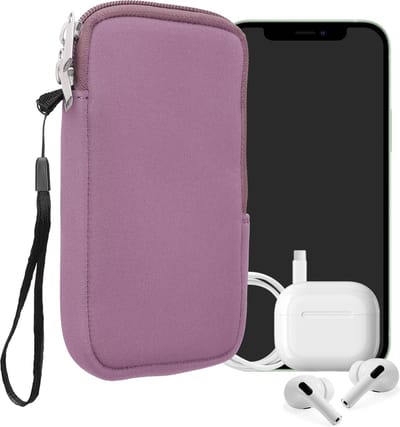 kwmobile telefoontasje universeel geschikt voor XXL - 7" smartphones - 17,7 x 8,5 cm - Hoesje met rits en polslusje -In lavendel -