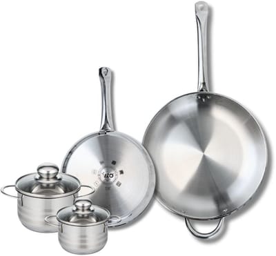 Set van 2 Koekenpannen 24 en 32 cm en 2 kookpotten 12 en 14 cm Elo Profi Brillant