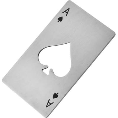 Bierflesopener Koelkaststicker, Creatieve Roestvrijstalen Schoppen A Speelkaart Gepersonaliseerde Flesopener Flesopener zilver
