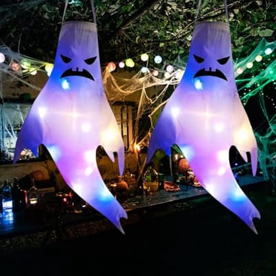 Halloween Decoratie voor de Tuin - 2 Stuks Windzakken met LED