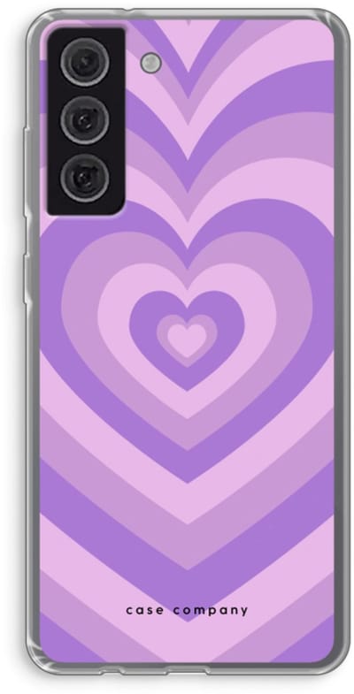 Case Company® - Hoesje geschikt voor Samsung Galaxy S21 FE hoesje - Hart Paars - Soft Cover Telefoonhoesje - Bescherming aan alle Kanten en Schermrand