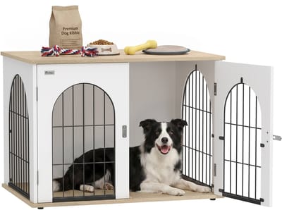 PawHut Hondenbench - Spaanplaat, Metaal - 80 x 56 x 59 cm - Wit