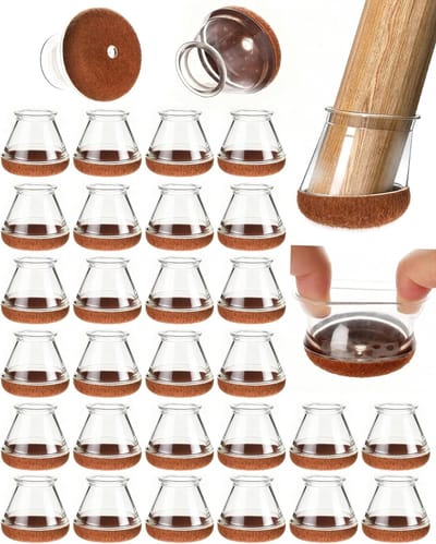 Ronde Stoelpootdoppen 32 Stuks, Siliconen Beschermers met Vilt, Voor Stoelen en Tafels, Geluiddempende en Antislip Oplossing voor Meubels (20–30mm)