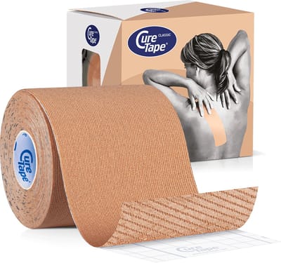 CureTape® Classic Beige - Kinesiotape - 7,5 cm x 5 m 1 rol - huidvriendelijke brede elastische kinesiotape - FysioTape - Kinesiologie Tape - Cure Tape- Geschikt voor blessures en klachten - Ideaal voor grote spiergroepen