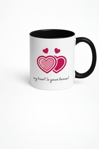 Valentijn Mok 'My Heart is Yours Forever' | Romantische Liefdes Mok met Harten | Zwart Wit Cadeau
