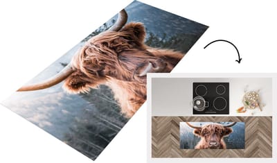 Keukenloper - Loper keuken - Schotse hooglander - Dieren - Bos - 120x50 cm - Keukenloper vinyl