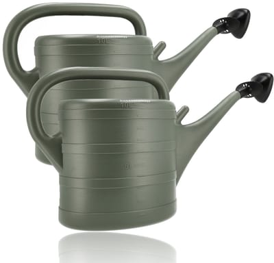 Gieter 10 Liter met Sproeikop – 2 Stuks – Tuingieter voor Planten, Bloemen & Groenten – Kunststof – Groen – Voor Binnen & Buiten