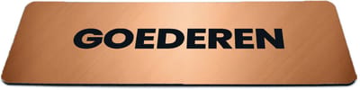Deurbordje Brons/Koper-look met tekst goederen - Formaat 150 x 50 mm x 1,6 mm - Zelfklevend | Luxe uitstraling | Geborstelde Koper/Brons toplaag | Gratis Verzending | Decoporta