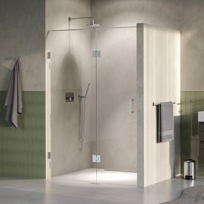 Brauer Void - Nisdeur - 2-Delig - Helder Glas - 130 x 200 cm - Omkeerbaar - met Draaideur 60 cm - Aan Glas - incl. Glascoating - PVD RVS-Kleurig