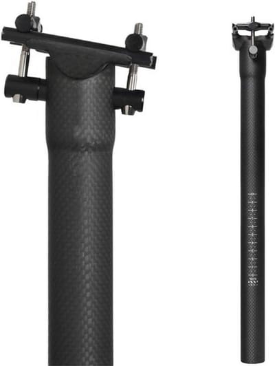 Fietsonderdeel Carbon - Zadelpen - Comfortabel Fietsen - Verstelbare Zadelhoek - 400mm Lengte - Mat Zwart