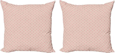 ABAKUHAUS Nostalgische decoratieve kussenhoes, 2-pack, bloemen damast, modern accent, dubbelzijdige digitale print, 50x50 cm, licht robijnrood