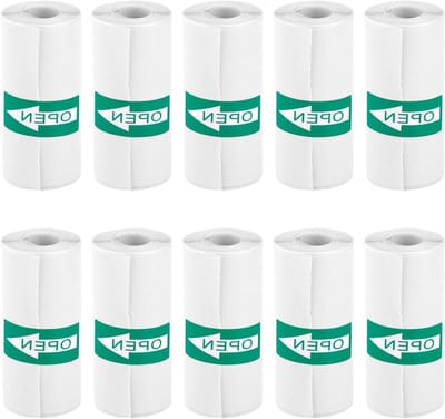 Thermisch Stickerpapier 55x25mm - Pack van 10 Rollen - Voor Mini-Pocketprinter - Zelfklevend Printerpapier - Stickermaker Navulling - Instantcamera's - Kinderen - Wit