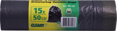 Cleany - Vuilniszakken - Trekbandzak - 50 Liter - 60/80cm - 15st
