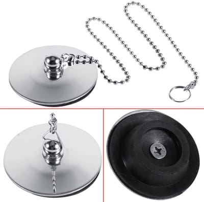 Dailygoods- Afvoerstop Massief Metaal - Badstop - Gootsteenstop - Afvoerplug - Badkamer - Ketting voor Eenvoudig Gebruik