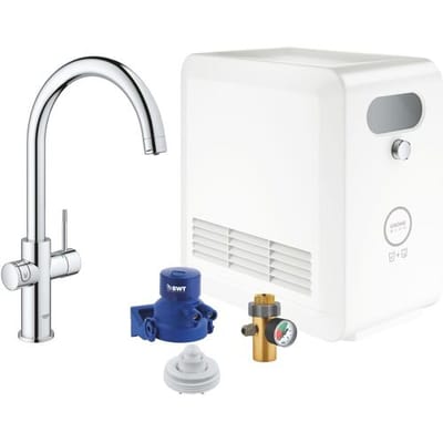 GROHE Blue Professional Duo kit: keukenmengkraan voor gefilterd, gekoeld en bruisend water - Bluetooth & WIFI - incl. koeler - chroom - 31323002