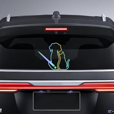 Dailygoods- Autosticker Grappig Ontwerp - Sticker Achterruit - Ruitenwisser Sticker - Hond/Kat - Waterdicht - Zelfklevend - Raamsticker