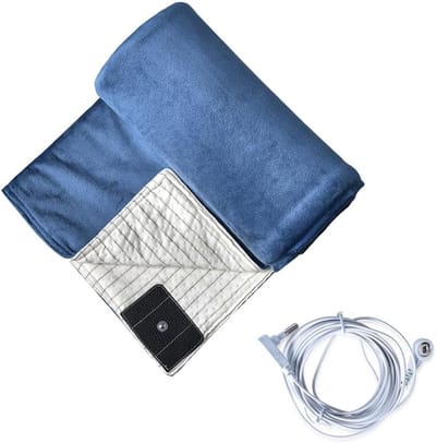Aardingsdeken - Geleidend tapijt - Ontspanning thuis - Zilvervezel technologie - 50 x 70 cm - Blauw