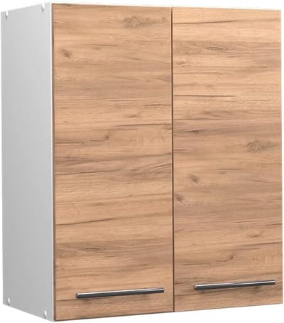 Moderne Keukenkast Hangkast 60 cm Hoogglans Wit en Goldkraft