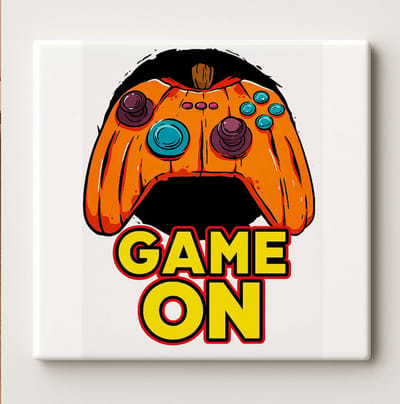 Game On Keramische Tegel 15x15cm – Grappig Gamer Controller Ontwerp, Perfect Cadeau voor Gamers & Gamekamer Decoratie