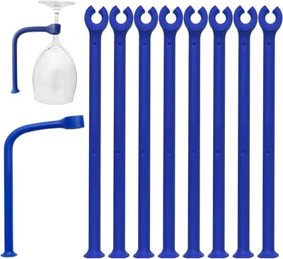 Vaatwasser Glashouder - Siliconen Houders - Glazen Beschermen - Verstelbare Stang - 8 Stuks - Blauw