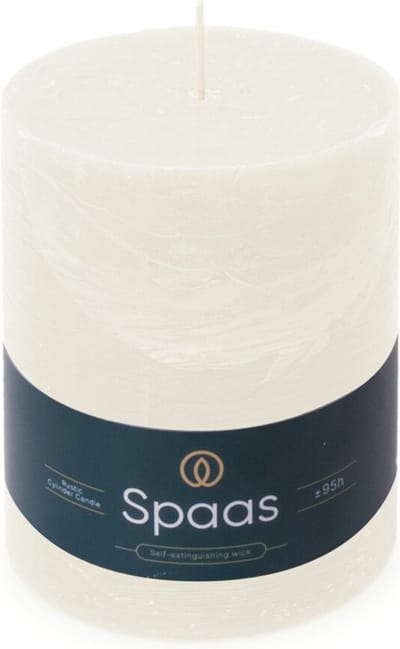 SPAAS Rustieke Pillarkaars ± 95 branduren Wit -