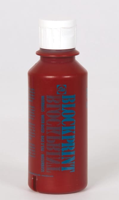 Talens Blockprint Dekkende Verf 250 ml Karmijn 318 - Sneldrogende Waterafdunbare Verf voor Stencillen & Blokdrukken - Veilig voor Kinderen