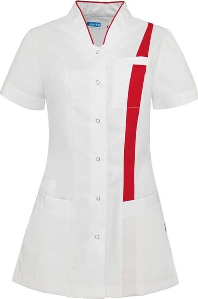 De Berkel Lara zorgjas-L-wit/rood (B3930326137L)