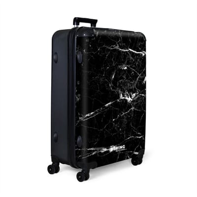NoBoringSuitcases.com® - Koffer groot - Reiskoffer lichtgewicht - Marmer zwart - Reiskoffer met 4 wielen - Grote trolley XL - 98 liter bagage - Valiezen - Hardcase bagagekoffer - Suitcase large