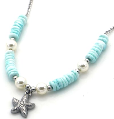 Dames Ketting - Zilver - Zee Ster Design - Roestvrijstaal (RVS) - 45CM