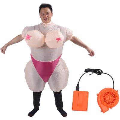 Opblaasbaar Kostuum voor Volwassenen Polyester Grote Boezem Vrouw Cosplay Grappig Opblaasbaar Halloween Kostuum voor white