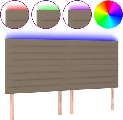 vidaXL - Hoofdbord - LED - 200x5x118/128 - cm - stof - taupe