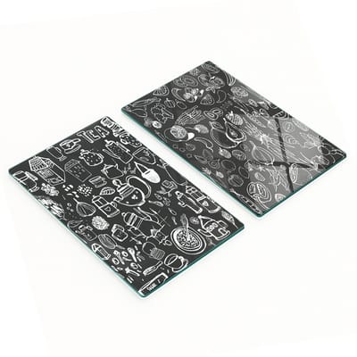Multifunctionele decoratieve glazen borden met voedselprint 2x30x52 cm