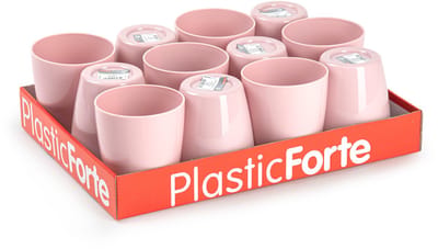 Plasticforte Drinkglazen - 12x - roze - kunststof - 400 ml - herbruikbaar - sapglazen - waterglazen