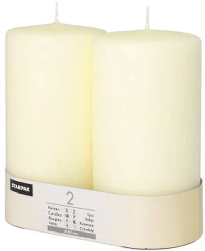 6x 2 Stompkaarsen Ø 80 mm · 150 mm ivoor Ivory