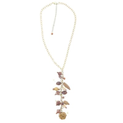 Behave Dames Ketting - Hanger Met Bruine Kralen, 41 cm