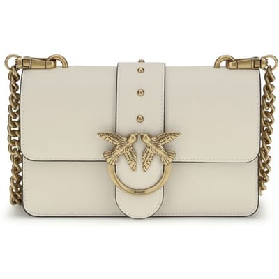 PINKO schoudertas Love One Mini ST. CL. Bianco Seta - Antique Gold crème