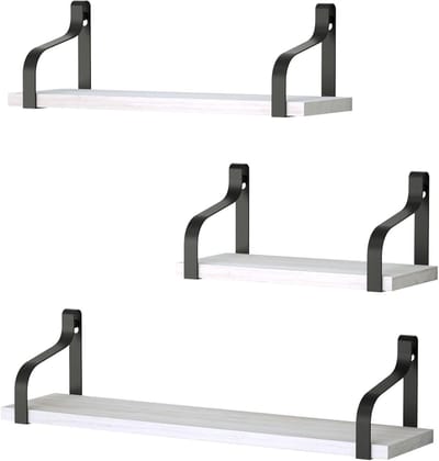 Set van 3 Houten Wandplanken in U-Vorm voor Boeken, Foto's en Decoratie - Tot 18 kg, 23/33/43 x 12 cm