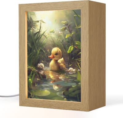 Nachtlampje 15x20 cm - Kinder lampje - Eendjes - Dieren - Natuur - Tafellamp kinderkamer - Slaapkamer lamp - Bedlamp kinderen - Kinderlampje stopcontact - Wandlamp babykamer - Nachtlampjes