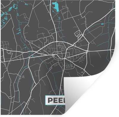 Muurstickers - Sticker Folie - België – Peer – Stadskaart – Kaart – Blauw – Plattegrond - 100x100 cm - Plakfolie - Muurstickers Kinderkamer - Zelfklevend Behang XXL - Zelfklevend behangpapier - Stickerfolie