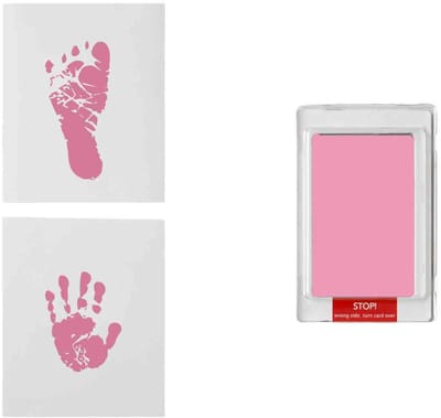 Happy Hands Inkless Baby Hand- & Voetafdruk Set - Roze – Zonder Inkt | No-Touch, No-Mess | Inclusief 3 Kaartjes (12×10 cm) – Veilige & Schone Baby Afdruk Kit – Perfect Kraamcadeau